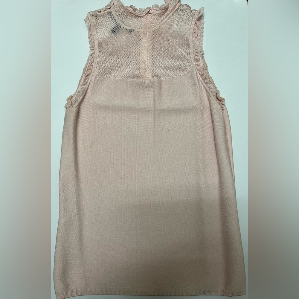 White House Black Market sleeveless high neck ruffle pullover sweater size M - Picture 3 of 8